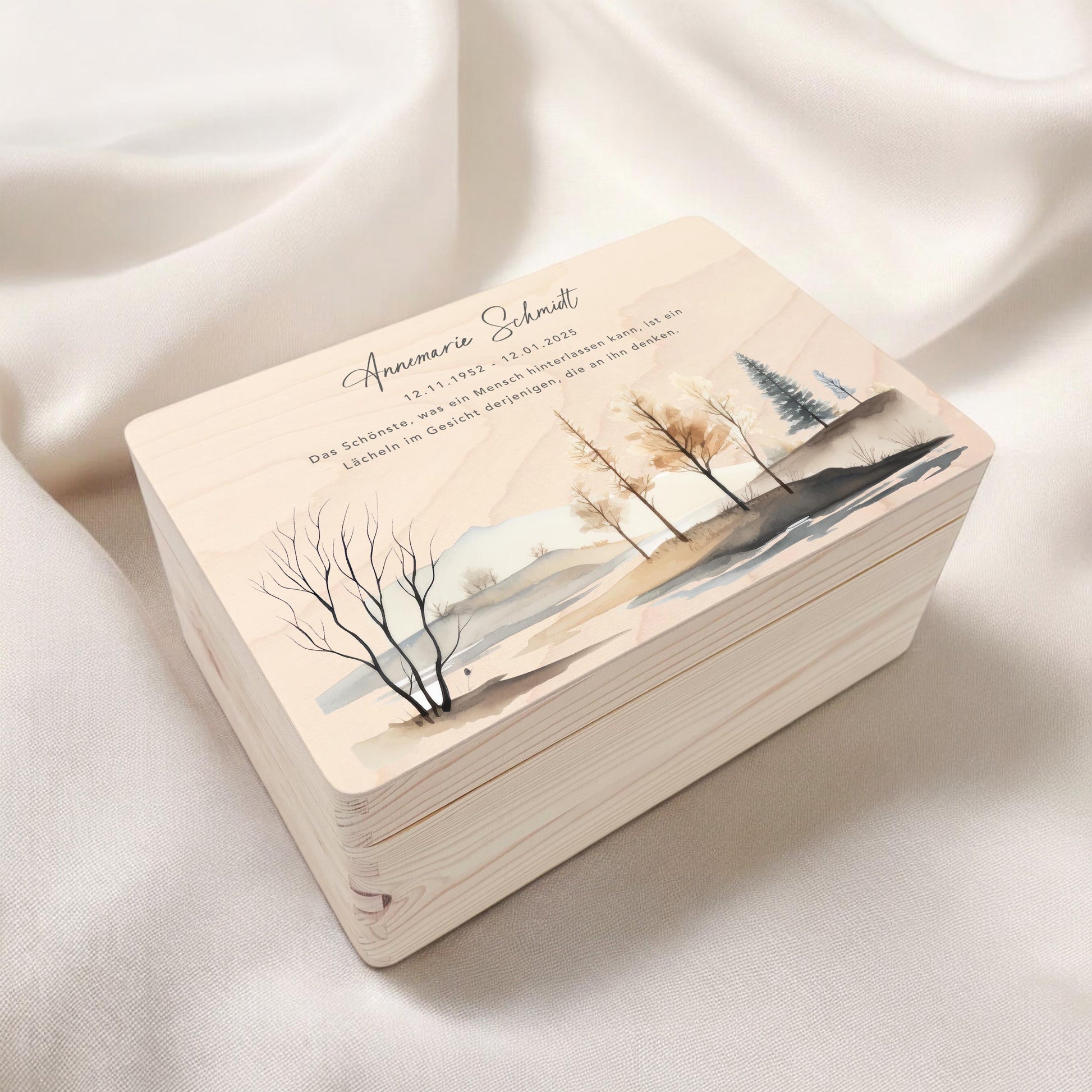 Trauerbox Trauergeschenk personalisiertes Andenken Erinnerungsbox Erinnerungskiste Holzkiste Geschenk für Angehörige Holzbox 30x20x13 cm