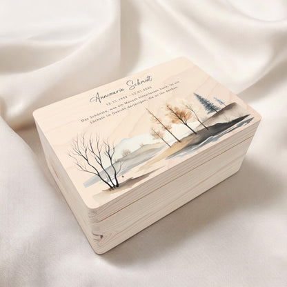 Trauerbox Trauergeschenk personalisiertes Andenken Erinnerungsbox Erinnerungskiste Holzkiste Geschenk für Angehörige Holzbox 30x20x13 cm