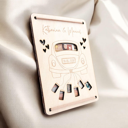 Hochzeitsgeschenk für Brautpaar personalisierte Geldgeschenke Verpackung Hochzeit Geld Geschenk Hochzeitskarte aus Holz 12x17 cm