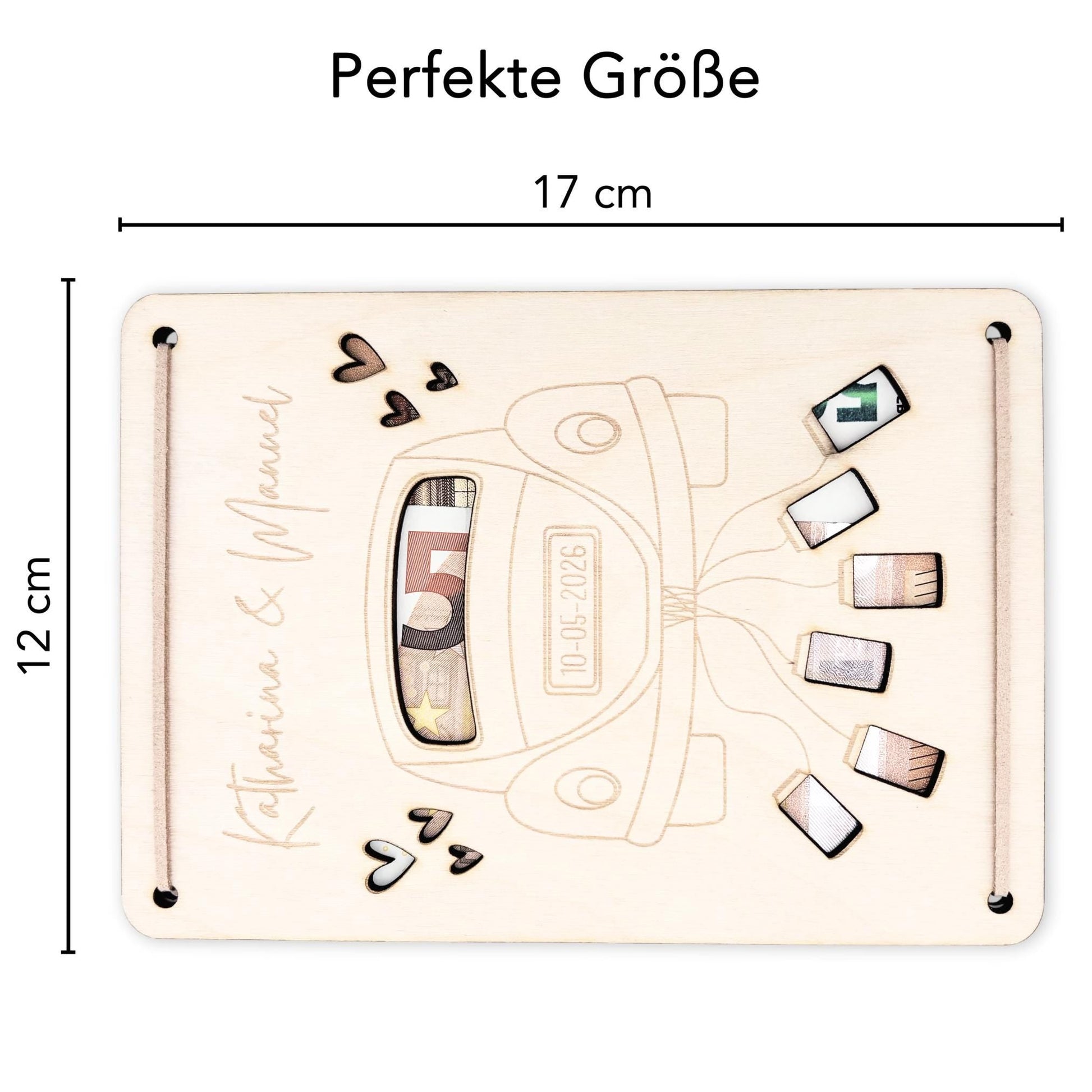 Hochzeitsgeschenk für Brautpaar personalisierte Geldgeschenke Verpackung Hochzeit Geld Geschenk Hochzeitskarte aus Holz 12x17 cm
