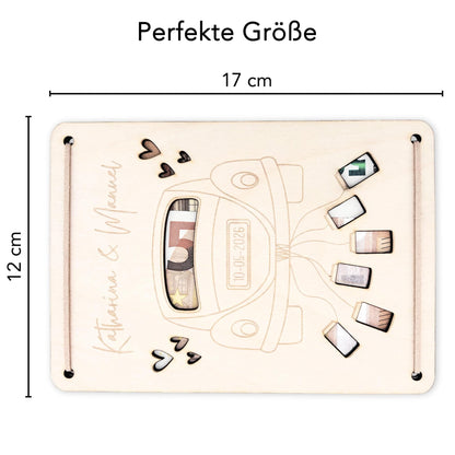 Hochzeitsgeschenk für Brautpaar personalisierte Geldgeschenke Verpackung Hochzeit Geld Geschenk Hochzeitskarte aus Holz 12x17 cm