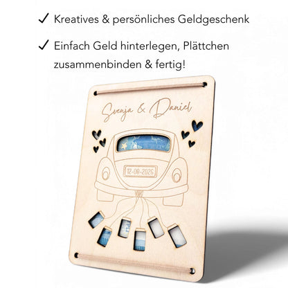 Hochzeitsgeschenk für Brautpaar personalisierte Geldgeschenke Verpackung Hochzeit Geld Geschenk Hochzeitskarte aus Holz 12x17 cm