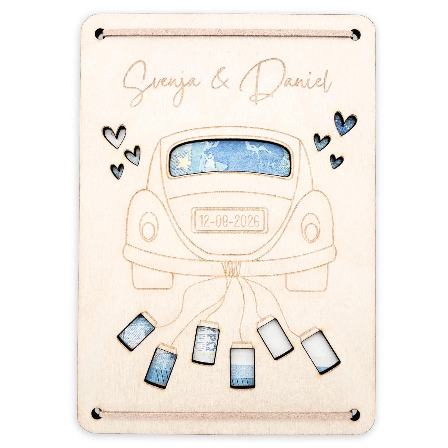 Hochzeitsgeschenk für Brautpaar personalisierte Geldgeschenke Verpackung Hochzeit Geld Geschenk Hochzeitskarte aus Holz 12x17 cm