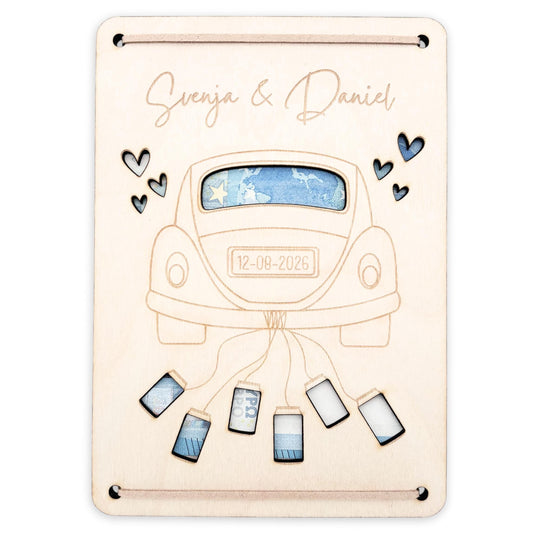 Hochzeitsgeschenk für Brautpaar personalisierte Geldgeschenke Verpackung Hochzeit Geld Geschenk Hochzeitskarte aus Holz 12x17 cm