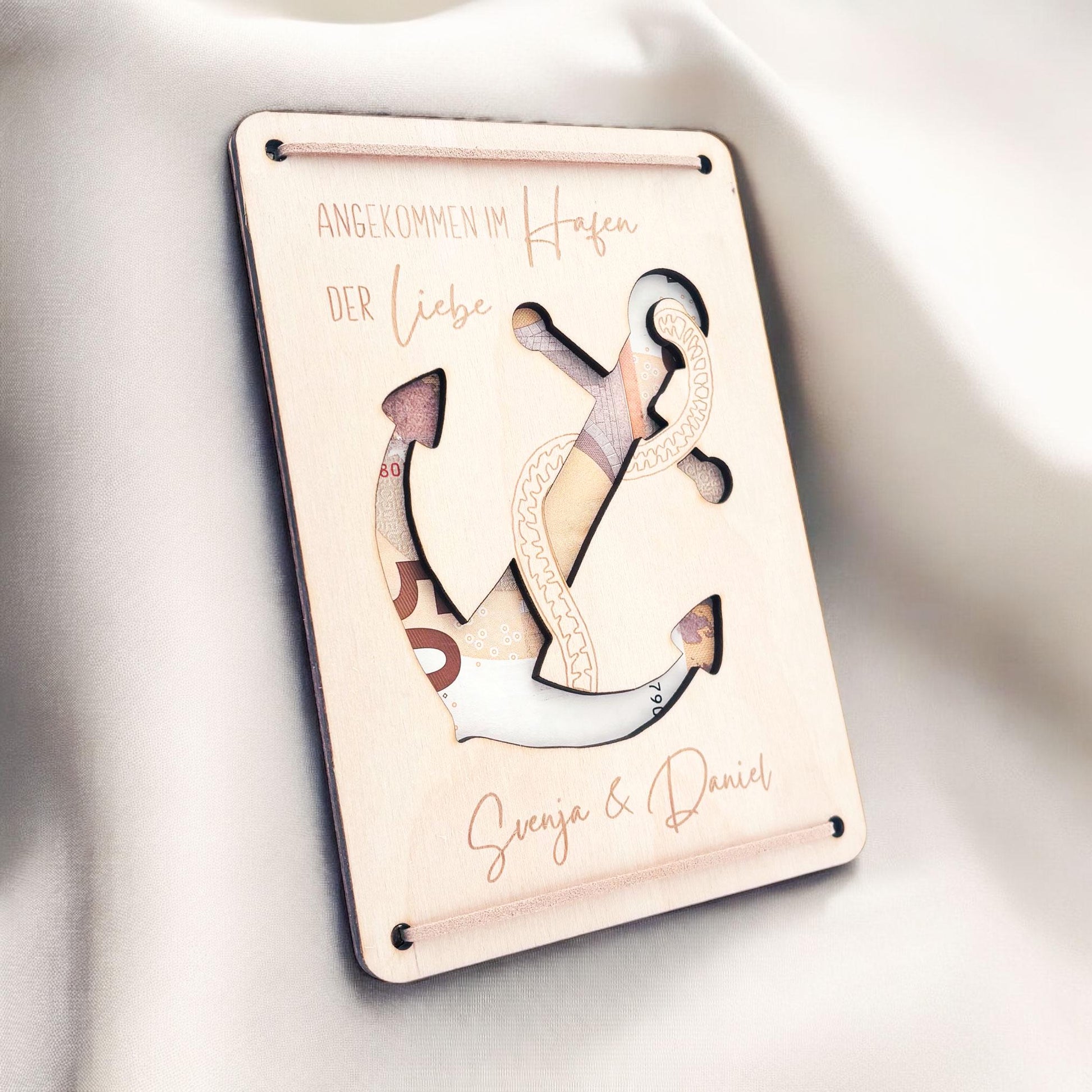 Hochzeitsgeschenk für Brautpaar Geld personalisiert Geldgeschenke Verpackung Hochzeit Geschenk Hochzeitskarte aus Holz 12x17 cm