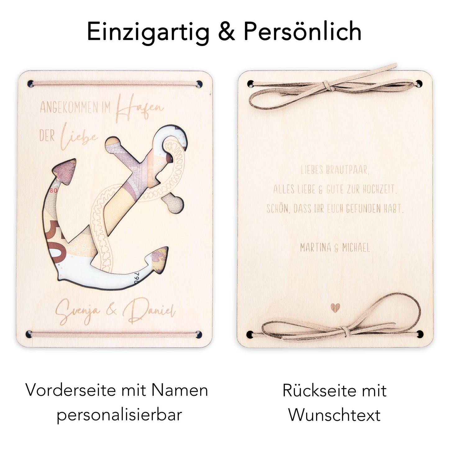 Hochzeitsgeschenk für Brautpaar Geld personalisiert Geldgeschenke Verpackung Hochzeit Geschenk Hochzeitskarte aus Holz 12x17 cm