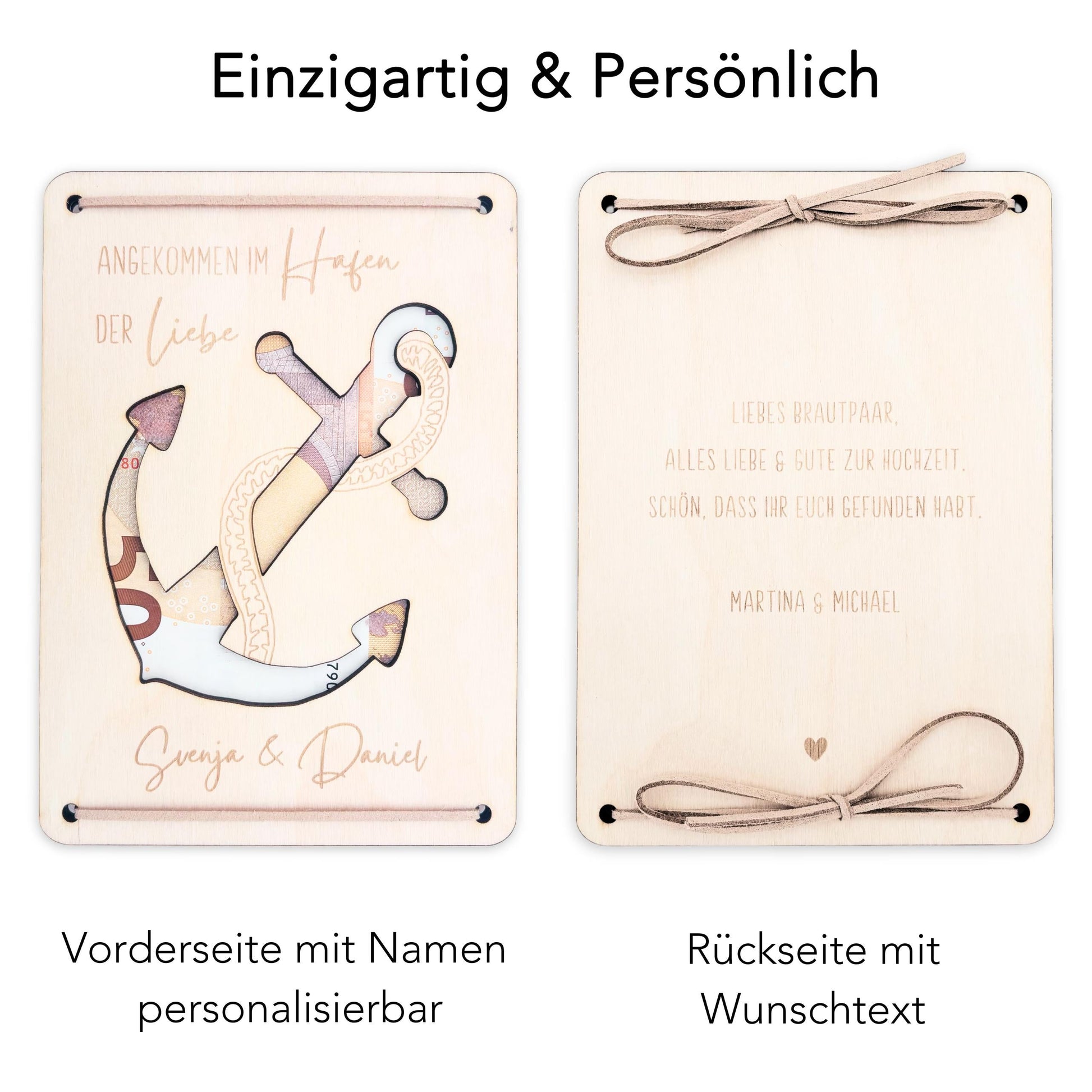 Hochzeitsgeschenk für Brautpaar Geld personalisiert Geldgeschenke Verpackung Hochzeit Geschenk Hochzeitskarte aus Holz 12x17 cm