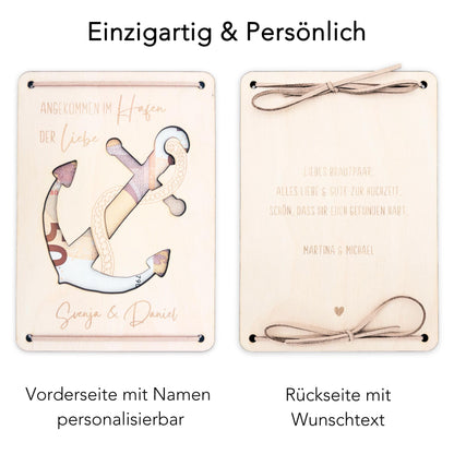 Hochzeitsgeschenk für Brautpaar Geld personalisiert Geldgeschenke Verpackung Hochzeit Geschenk Hochzeitskarte aus Holz 12x17 cm