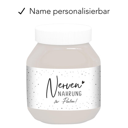 Nervennahrung Geschenk Schokoaufstrich Etiketten mit Namen personalisiert Aufkleber für z.B. Glas Nutella Nerven Geschenk Etiketten | 2 Stk.
