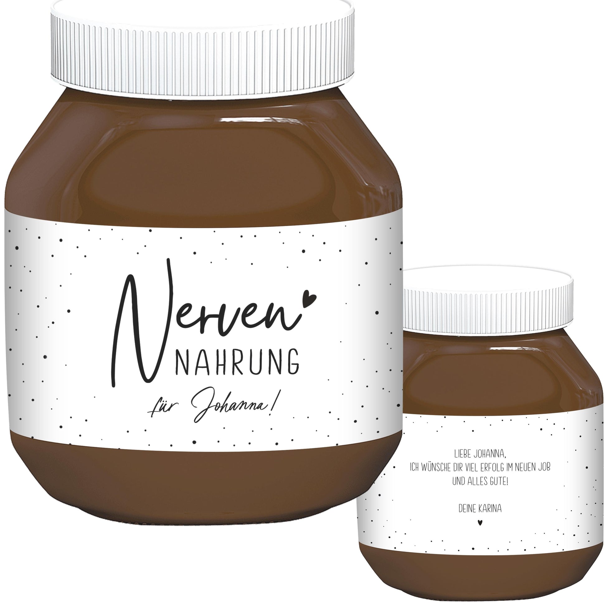 Nervennahrung Geschenk Schokoaufstrich Etiketten mit Namen personalisiert Aufkleber für z.B. Glas Nutella Nerven Geschenk Etiketten | 2 Stk.