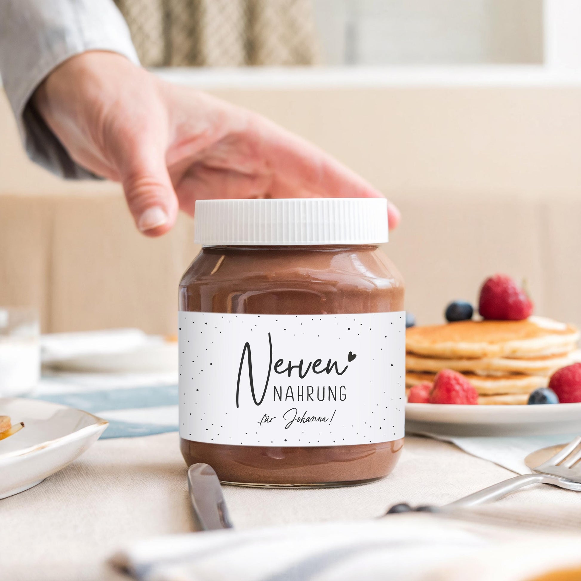 Nervennahrung Geschenk Schokoaufstrich Etiketten mit Namen personalisiert Aufkleber für z.B. Glas Nutella Nerven Geschenk Etiketten | 2 Stk.