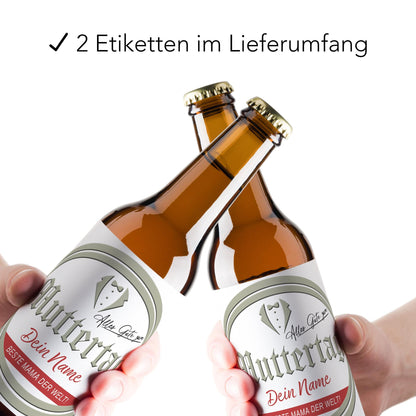 Muttertagsgeschenk Bieretiketten personalisiert Flaschenetikett Bier Muttertag Geschenk Mama Bierflaschen Etiketten 2 Stück | 9x9 cm