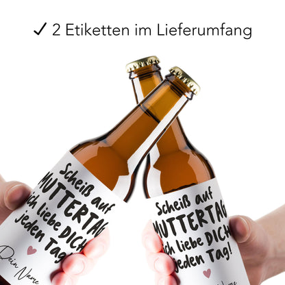 Muttertagsgeschenk Bieretiketten personalisiert Flaschenetikett Bier Muttertag Geschenk Mama Bierflaschen Etiketten 2 Stück | 9x9 cm