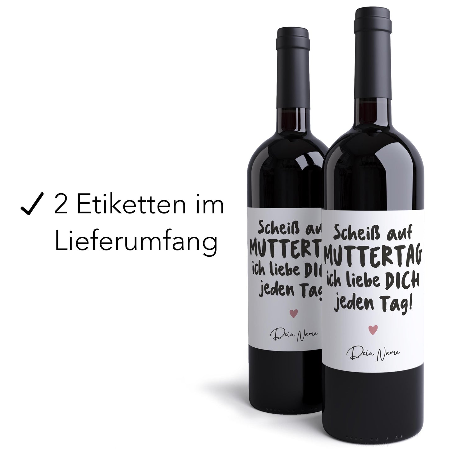 Muttertagsgeschenk personalisierte Weinetiketten für Mama Geschenk Wein Etiketten selbstklebende Flaschenetiketten 2 Stk. | 10x12 cm