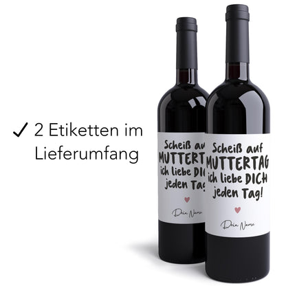 Muttertagsgeschenk personalisierte Weinetiketten für Mama Geschenk Wein Etiketten selbstklebende Flaschenetiketten 2 Stk. | 10x12 cm