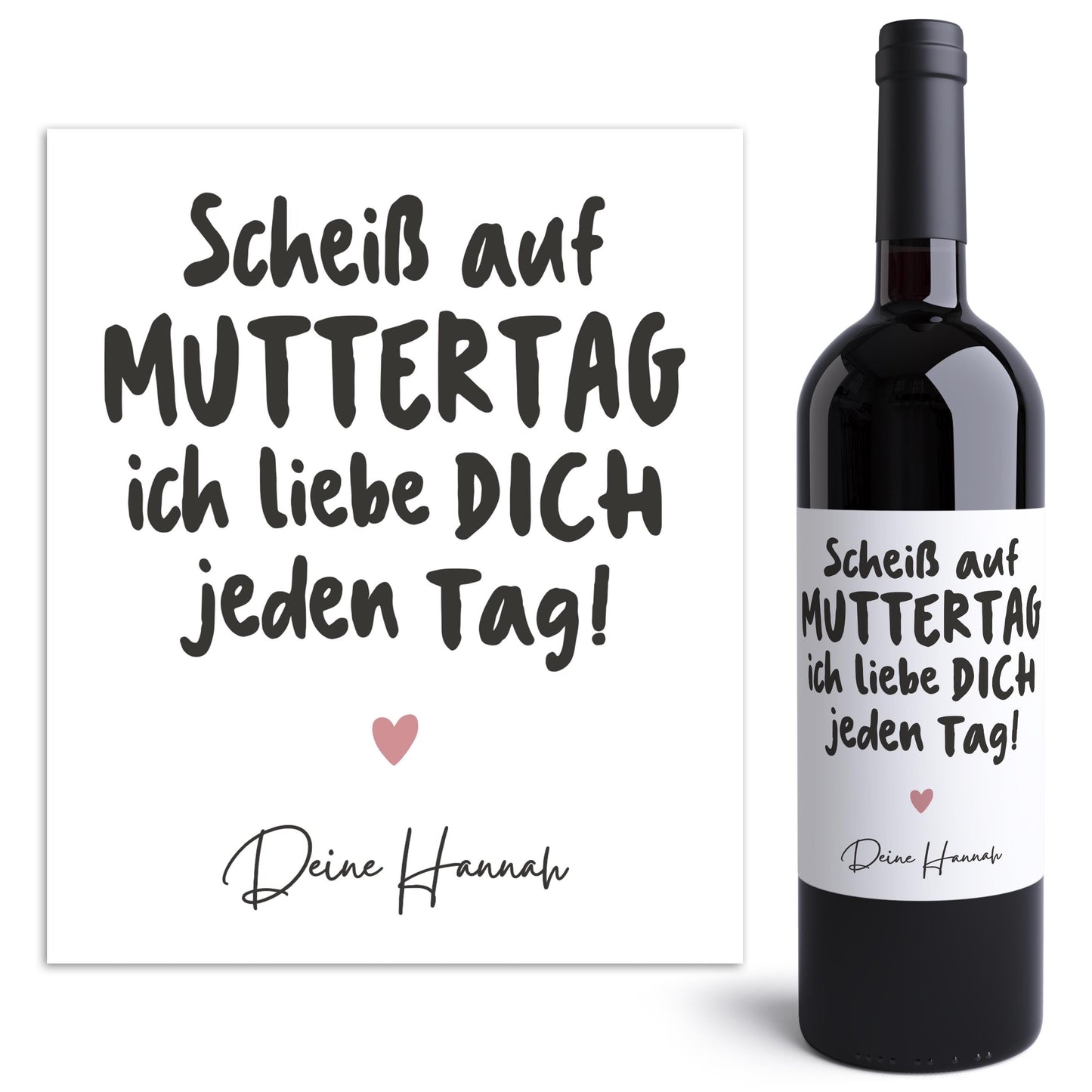 Muttertagsgeschenk personalisierte Weinetiketten für Mama Geschenk Wein Etiketten selbstklebende Flaschenetiketten 2 Stk. | 10x12 cm