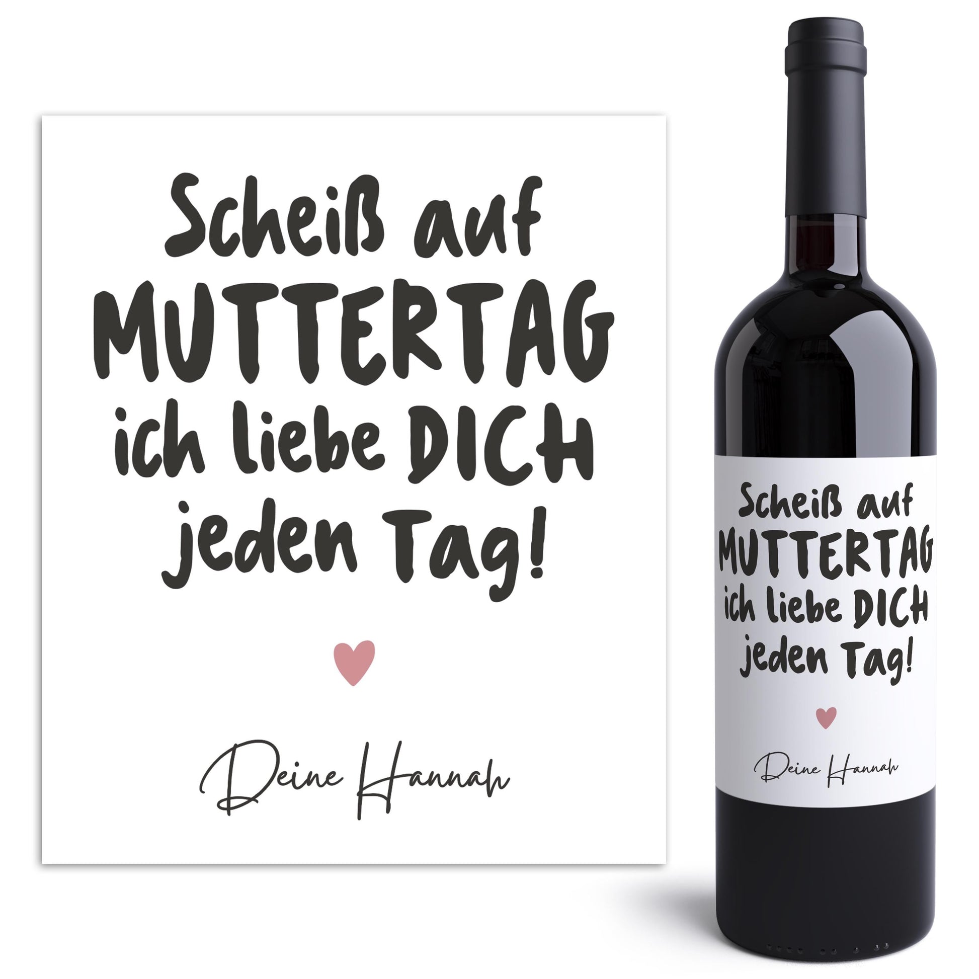 Muttertagsgeschenk personalisierte Weinetiketten für Mama Geschenk Wein Etiketten selbstklebende Flaschenetiketten 2 Stk. | 10x12 cm