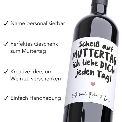 Muttertagsgeschenk personalisierte Weinetiketten für Mama Geschenk Wein Etiketten selbstklebende Flaschenetiketten 2 Stk. | 10x12 cm