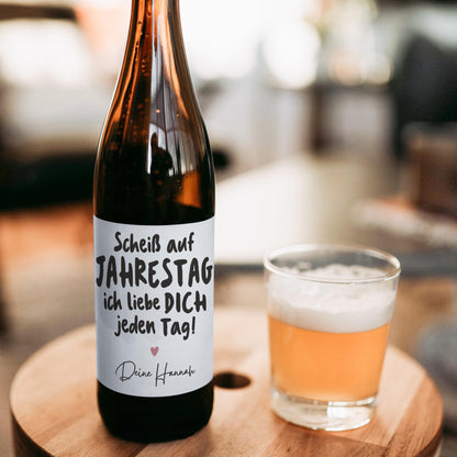 Jahrestag Geschenk für Ihn personalisierte Bieretiketten Jahrestagsgeschenk für Männer Ich liebe Dich Bier Etiketten 2 Stk. | 9x9 cm