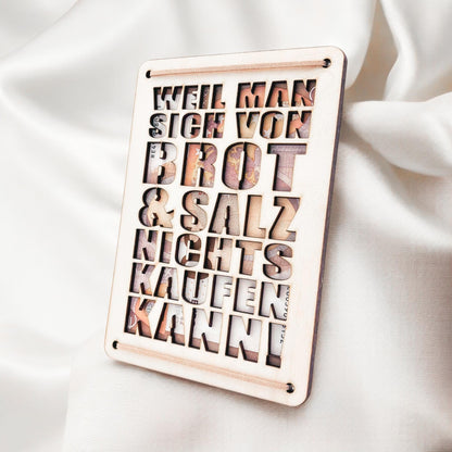 Brot und Salz Einzug Geldgeschenk personalisierte Geld Verpackung Richtfest Wohnung Haus Einzugsgeschenk aus Holz 12x17 cm