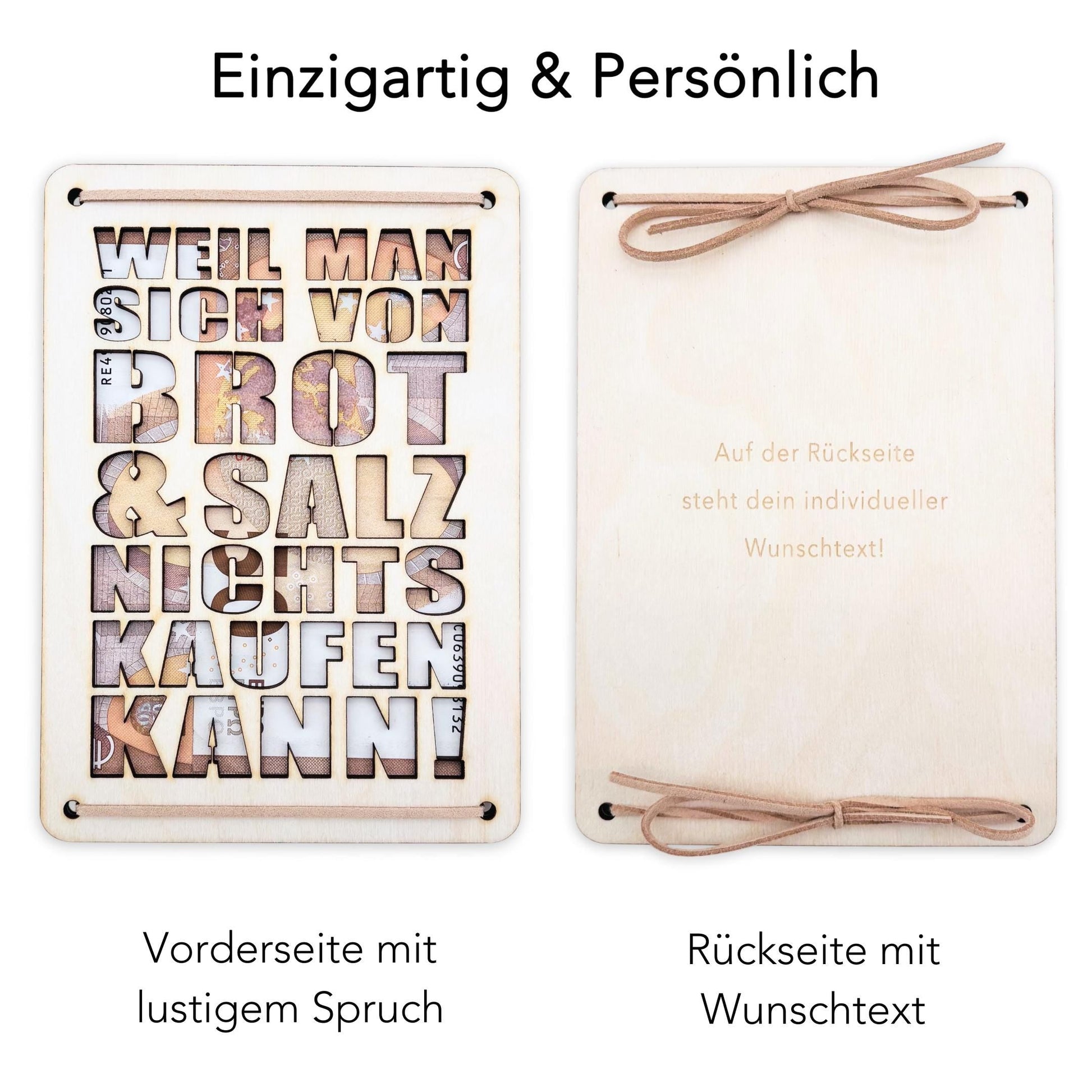 Brot und Salz Einzug Geldgeschenk personalisierte Geld Verpackung Richtfest Wohnung Haus Einzugsgeschenk aus Holz 12x17 cm