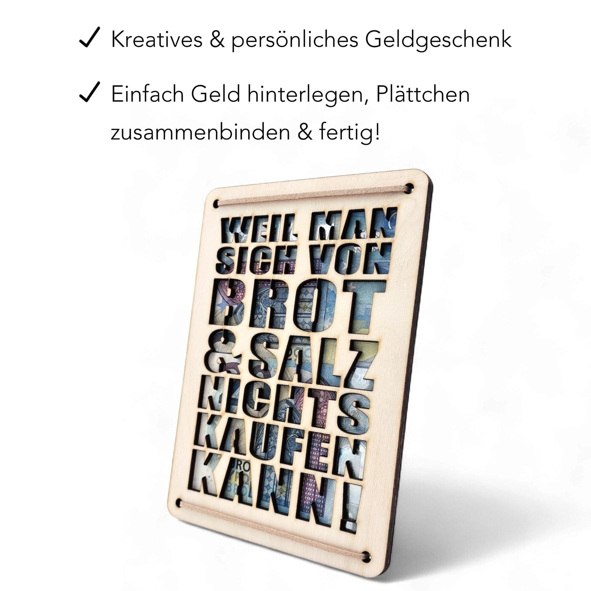 Brot und Salz Einzug Geldgeschenk personalisierte Geld Verpackung Richtfest Wohnung Haus Einzugsgeschenk aus Holz 12x17 cm