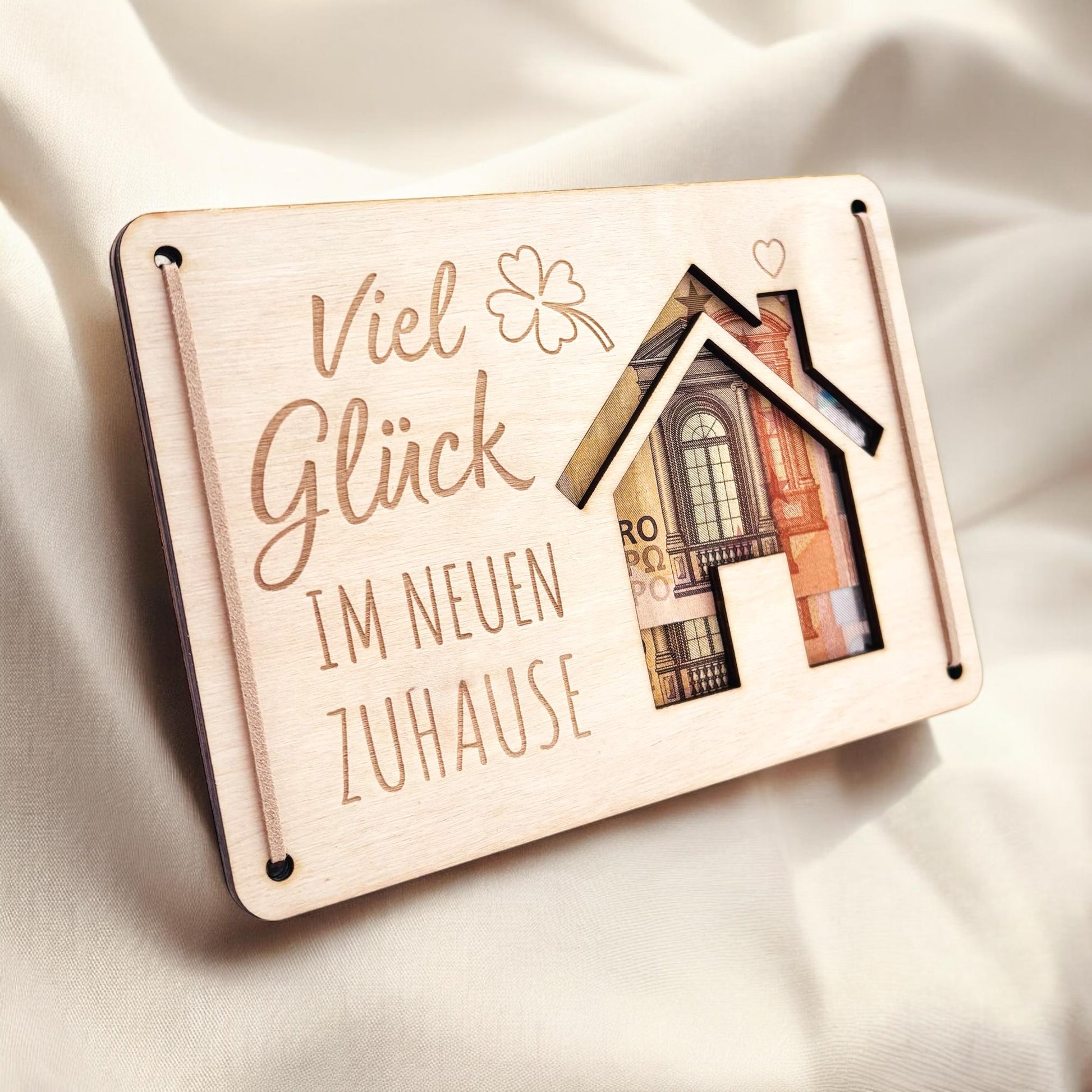 Einweihungsgeschenk Haus Wohnung Geldgeschenk personalisierte Geld Verpackung Einzug Einzugsgeschenk aus Holz 12x17 cm