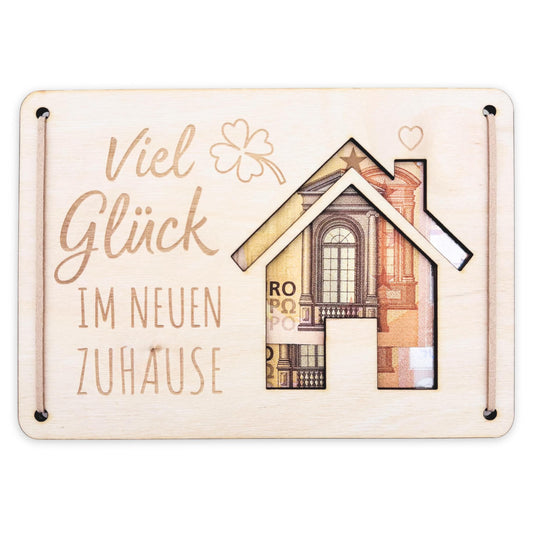 Einweihungsgeschenk Haus Wohnung Geldgeschenk personalisierte Geld Verpackung Einzug Einzugsgeschenk aus Holz 12x17 cm