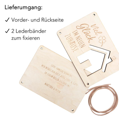 Einweihungsgeschenk Haus Wohnung Geldgeschenk personalisierte Geld Verpackung Einzug Einzugsgeschenk aus Holz 12x17 cm