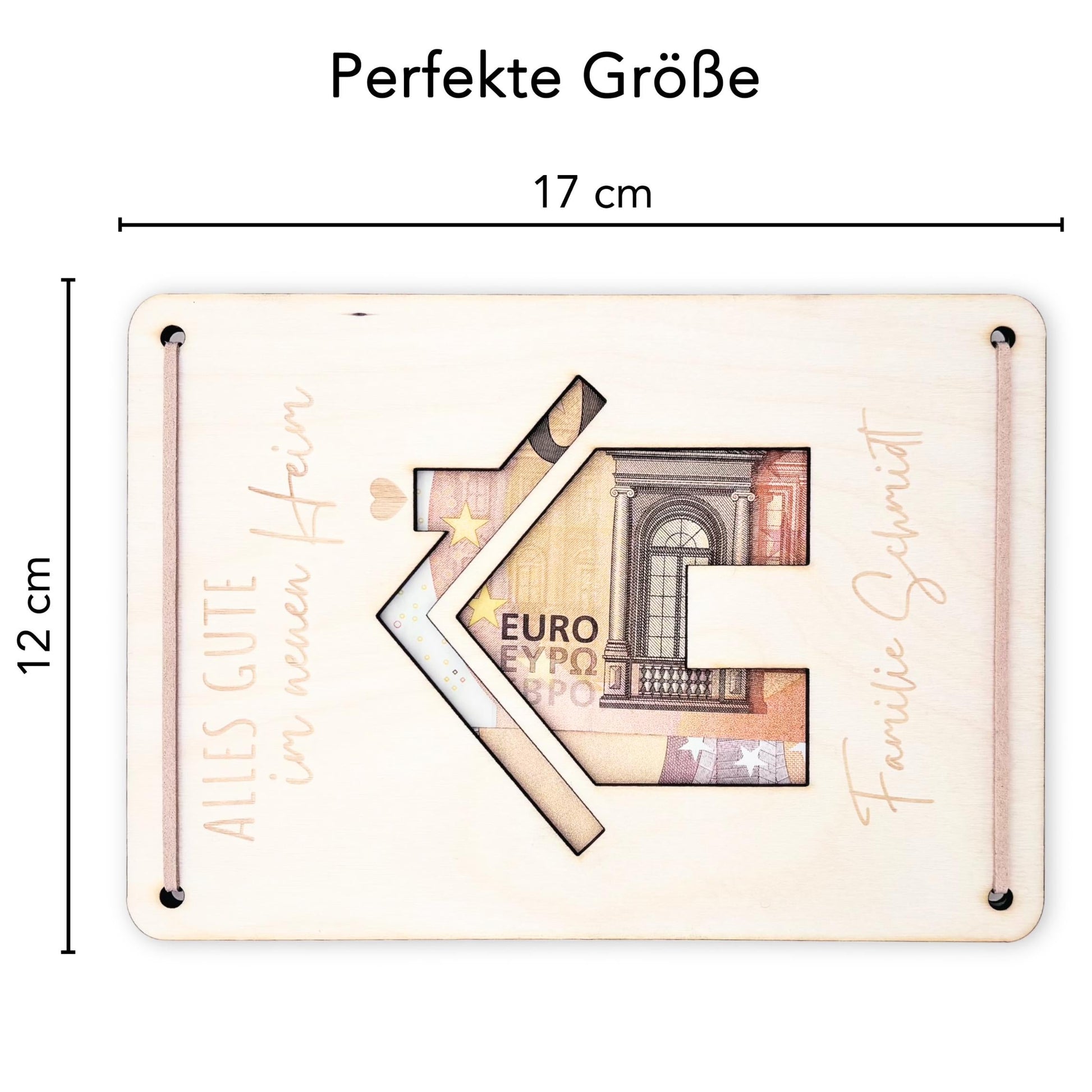 Geschenk Einzug Geldgeschenk personalisiertes Einweihungsgeschenk Haus Wohnung Geld Verpackung Einzugsgeschenk aus Holz 12x17 cm