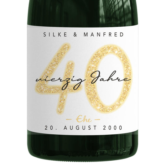 Geschenk Rubinhochzeit personalisierte Flaschenetiketten Hochzeitstag Hochzeit Jubiläum 40 Jahre Etiketten Sektflasche 2 Stk. | 9x13 cm