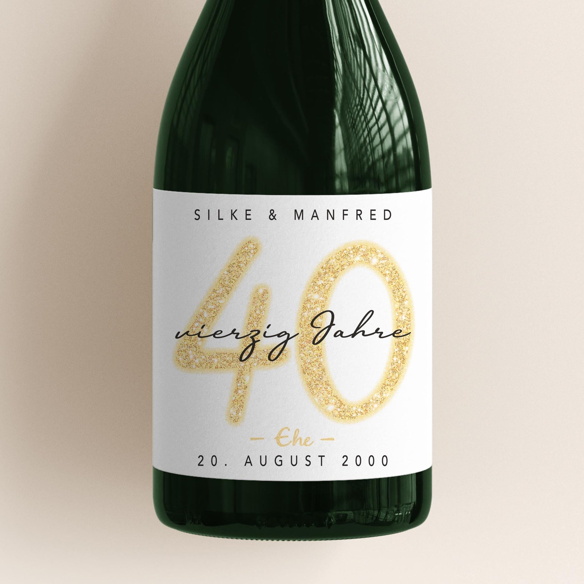 Geschenk Rubinhochzeit personalisierte Flaschenetiketten Hochzeitstag Hochzeit Jubiläum 40 Jahre Etiketten Sektflasche 2 Stk. | 9x13 cm