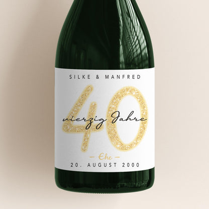 Geschenk Rubinhochzeit personalisierte Flaschenetiketten Hochzeitstag Hochzeit Jubiläum 40 Jahre Etiketten Sektflasche 2 Stk. | 9x13 cm