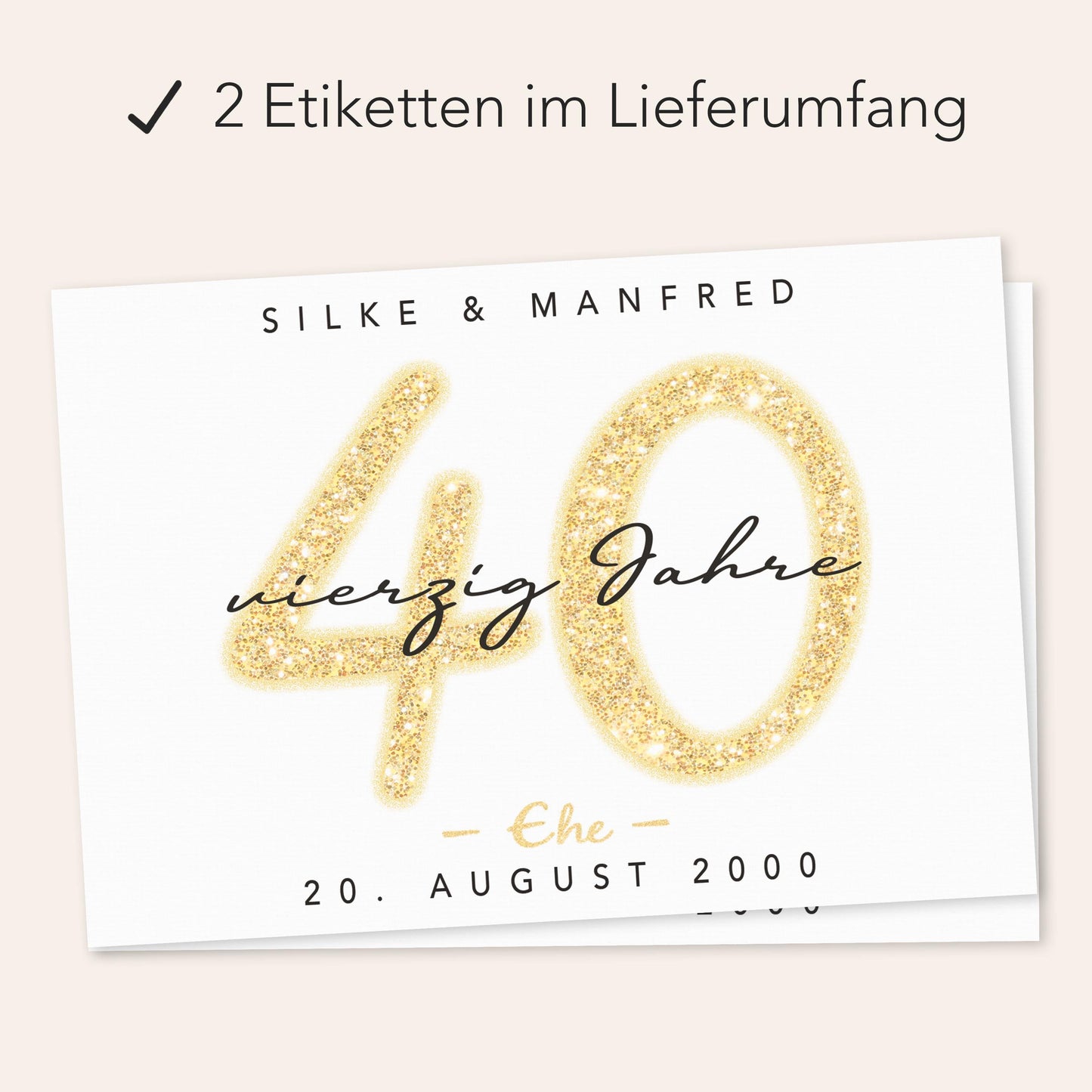 Geschenk Rubinhochzeit personalisierte Flaschenetiketten Hochzeitstag Hochzeit Jubiläum 40 Jahre Etiketten Sektflasche 2 Stk. | 9x13 cm