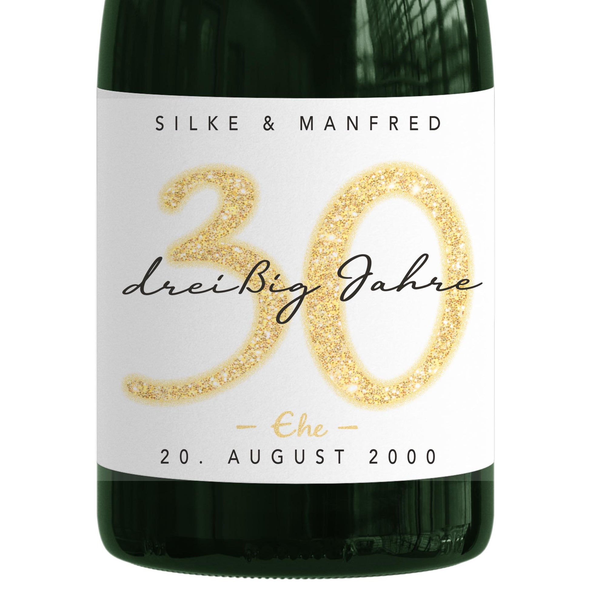 Geschenk Perlenhochzeit personalisierte Flaschenetiketten Hochzeitstag Hochzeit Jubiläum 30 Jahre Etiketten Sektflasche 2 Stk. | 9x13 cm
