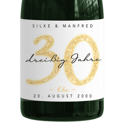 Geschenk Perlenhochzeit personalisierte Flaschenetiketten Hochzeitstag Hochzeit Jubiläum 30 Jahre Etiketten Sektflasche 2 Stk. | 9x13 cm