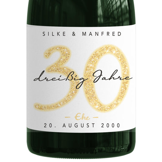 Geschenk Perlenhochzeit personalisierte Flaschenetiketten Hochzeitstag Hochzeit Jubiläum 30 Jahre Etiketten Sektflasche 2 Stk. | 9x13 cm