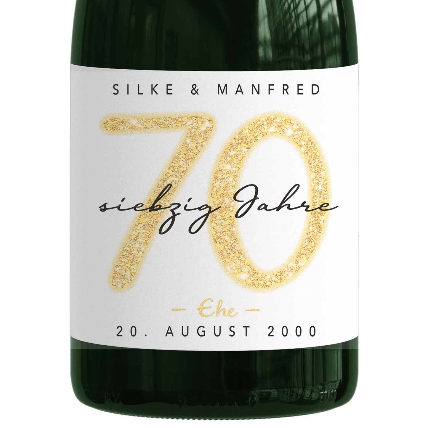Geschenk Gnadenhochzeit personalisierte Flaschenetiketten Hochzeitstag Hochzeit Jubiläum 70 Jahre Etiketten Sektflasche 2 Stk. | 9x13 cm