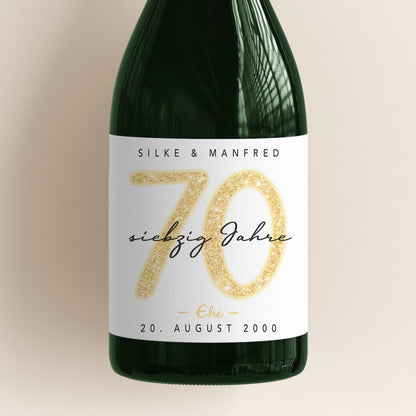 Geschenk Gnadenhochzeit personalisierte Flaschenetiketten Hochzeitstag Hochzeit Jubiläum 70 Jahre Etiketten Sektflasche 2 Stk. | 9x13 cm