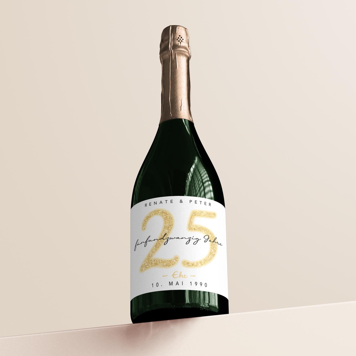 Geschenk Silberhochzeit personalisierte Flaschenetiketten Hochzeitstag Hochzeit Jubiläum 25 Jahre Etiketten Sektflasche 2 Stk. | 9x13 cm