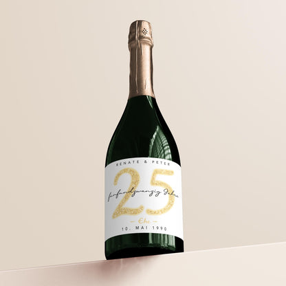 Geschenk Silberhochzeit personalisierte Flaschenetiketten Hochzeitstag Hochzeit Jubiläum 25 Jahre Etiketten Sektflasche 2 Stk. | 9x13 cm