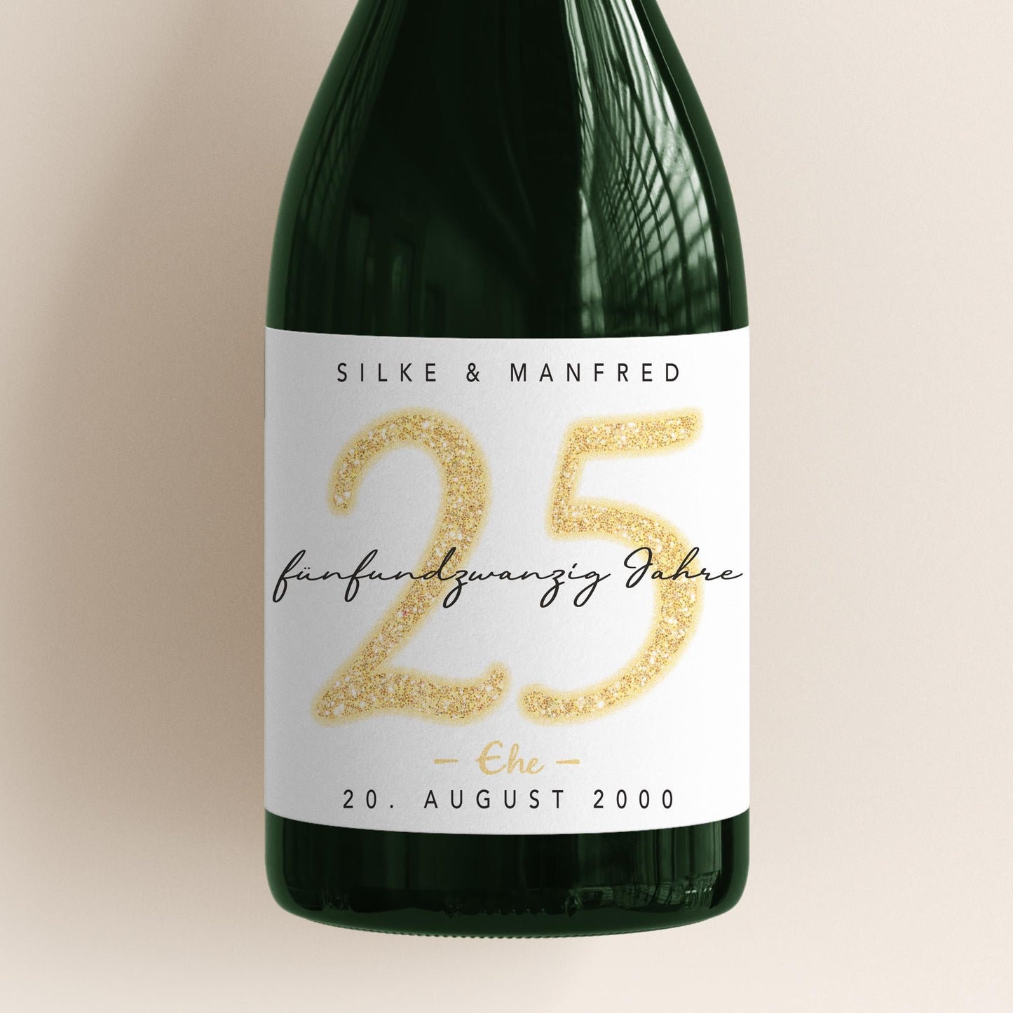 Geschenk Silberhochzeit personalisierte Flaschenetiketten Hochzeitstag Hochzeit Jubiläum 25 Jahre Etiketten Sektflasche 2 Stk. | 9x13 cm