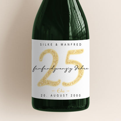 Geschenk Silberhochzeit personalisierte Flaschenetiketten Hochzeitstag Hochzeit Jubiläum 25 Jahre Etiketten Sektflasche 2 Stk. | 9x13 cm