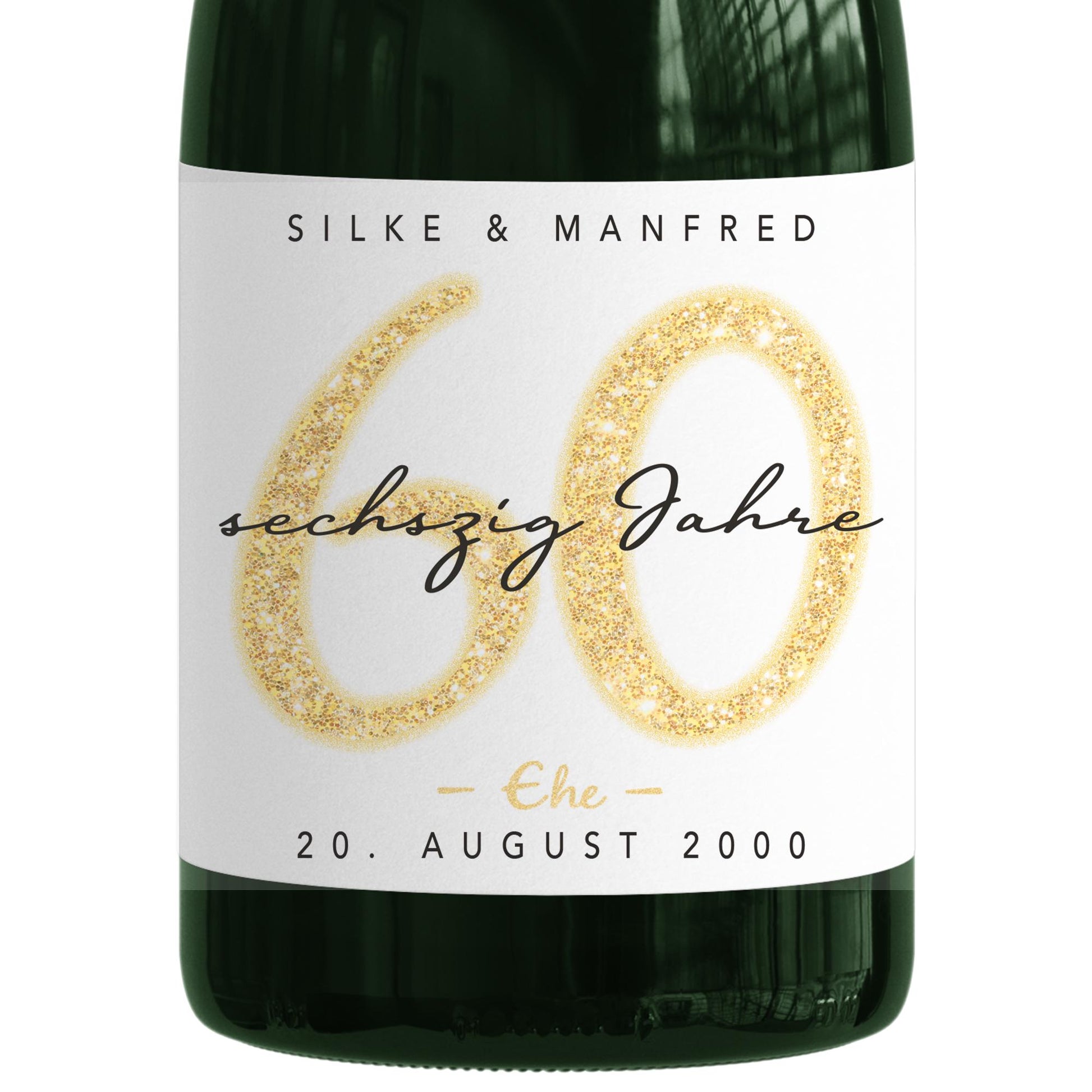 Geschenk Diamantene Hochzeit personalisierte Flaschenetiketten Hochzeitstag Hochzeit Jubiläum 60 Jahre Etiketten Sekt 2 Stk. | 9x13 cm