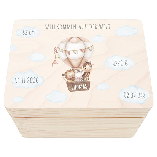 Erinnerungskiste Baby Holzkiste personalisierte Erinnerungsbox Mädchen Junge Geschenk Geburt Geburtsgeschenk 30x20x13 cm
