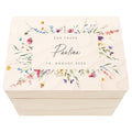 Erinnerungskiste Taufe Geschenk personalisiertes Taufgeschenk Mädchen Wildblumen Taufbox Holzkiste mit Deckel Holzbox 30x20x13 cm