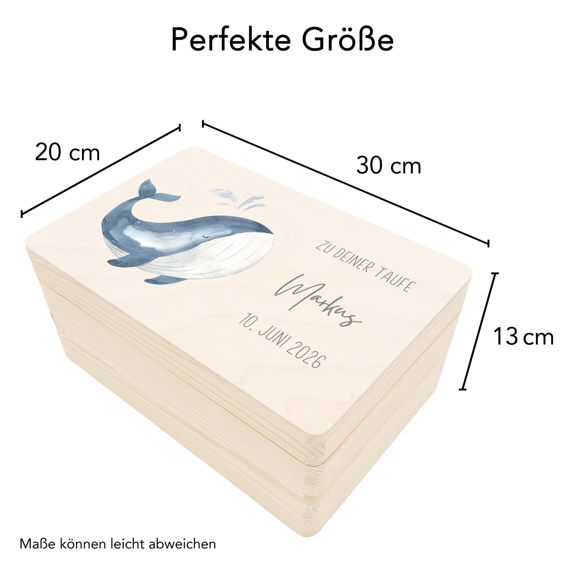 Erinnerungskiste Taufe Geschenk personalisiertes Taufgeschenk Junge Wahl Taufbox Holzkiste mit Deckel Holzbox 30x20x13 cm