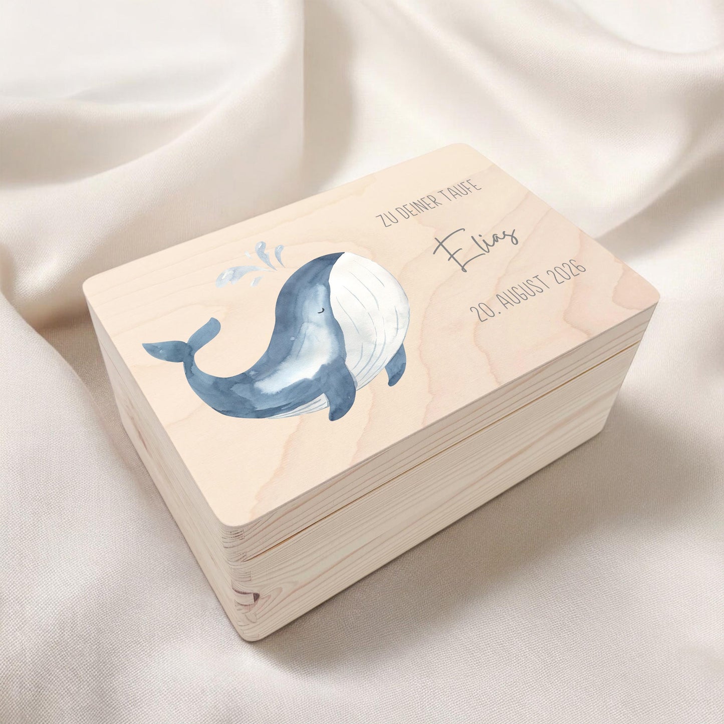 Erinnerungskiste Taufe Geschenk personalisiertes Taufgeschenk Junge Wahl Taufbox Holzkiste mit Deckel Holzbox 30x20x13 cm