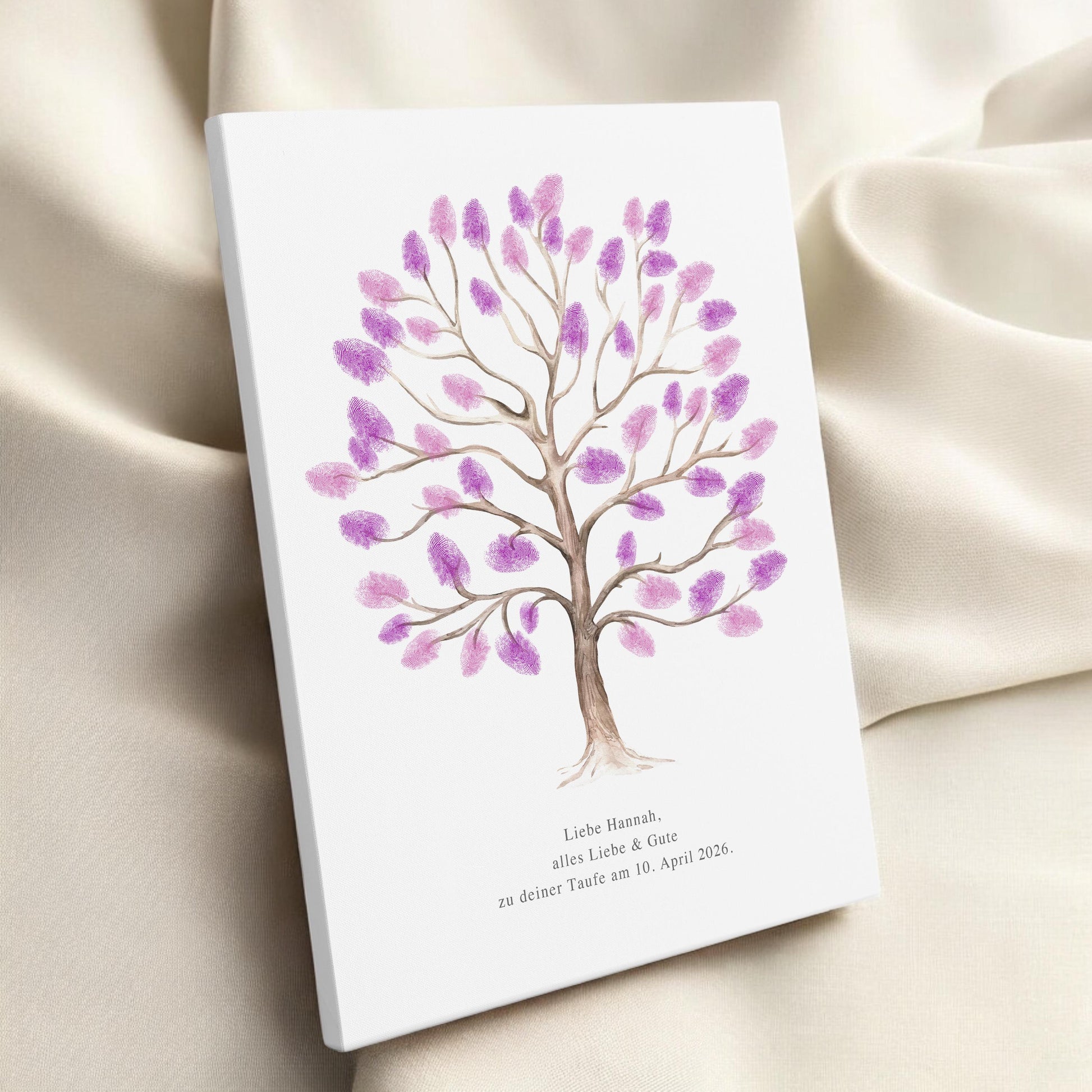 Taufgeschenk Gästebuch Taufe Gästebild personalisierte Leinwand für Fingerabdrücke Baum Geschenk Erinnerung 30x40 cm (OHNE Farbe)