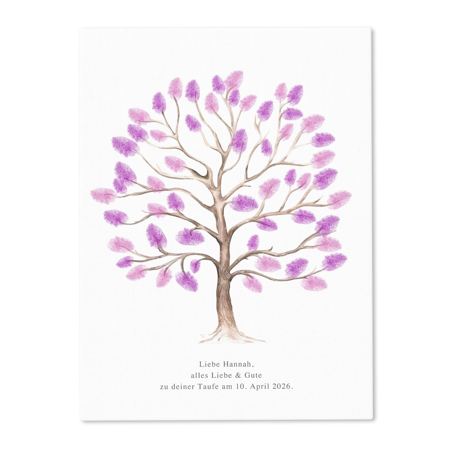 Taufgeschenk Gästebuch Taufe Gästebild personalisierte Leinwand für Fingerabdrücke Baum Geschenk Erinnerung 30x40 cm (OHNE Farbe)